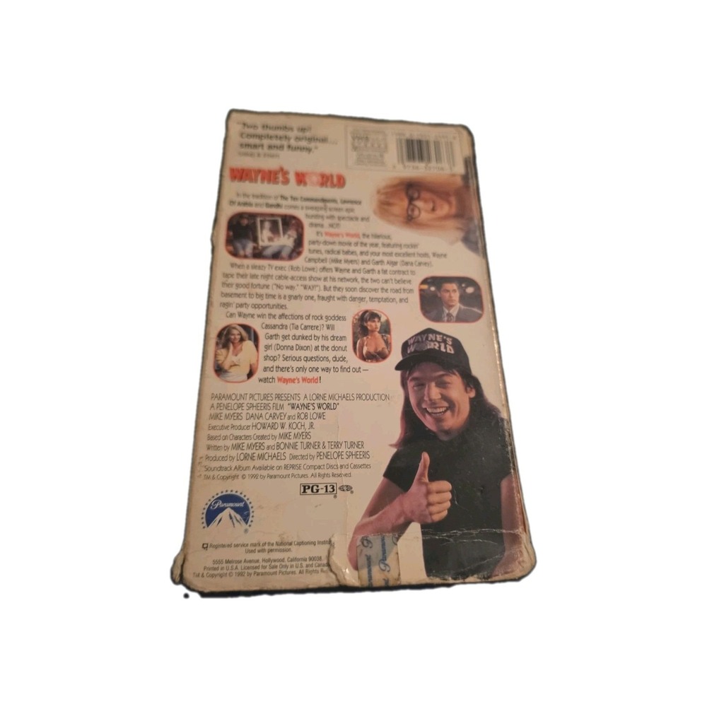 Wayne's World (VHS, 1992) Box In Rough Shape - Picture 2 of 5